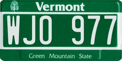 VT license plate WJO977