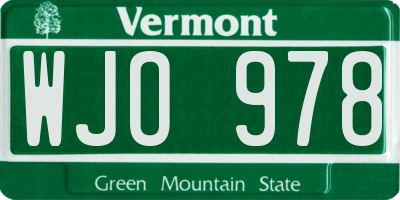 VT license plate WJO978