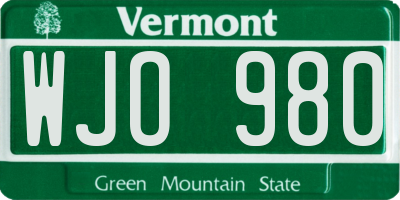 VT license plate WJO980