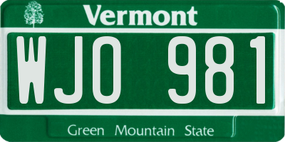 VT license plate WJO981