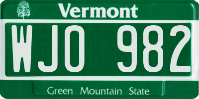 VT license plate WJO982