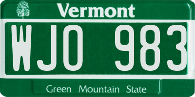 VT license plate WJO983
