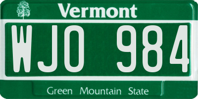 VT license plate WJO984