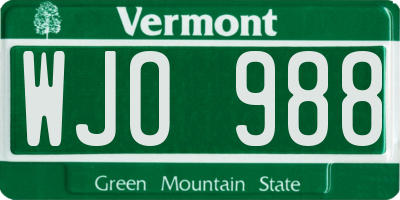 VT license plate WJO988