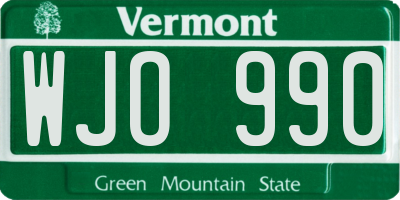 VT license plate WJO990