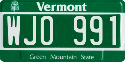 VT license plate WJO991