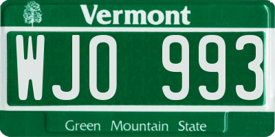 VT license plate WJO993