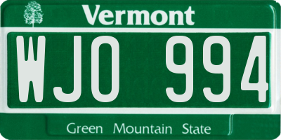 VT license plate WJO994