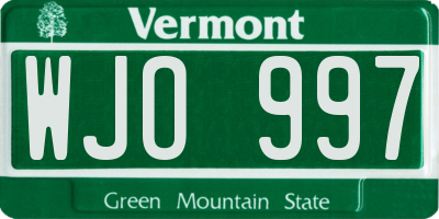 VT license plate WJO997
