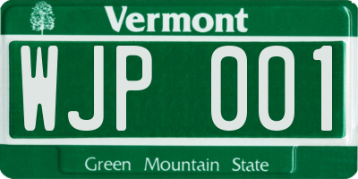VT license plate WJP001