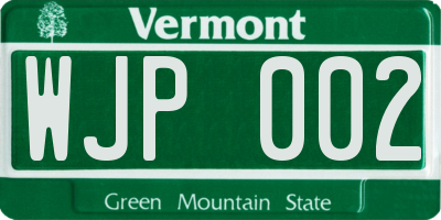 VT license plate WJP002