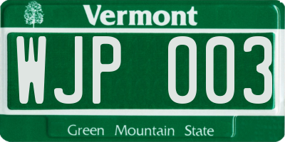 VT license plate WJP003