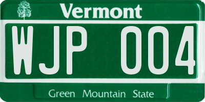 VT license plate WJP004