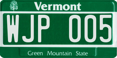 VT license plate WJP005