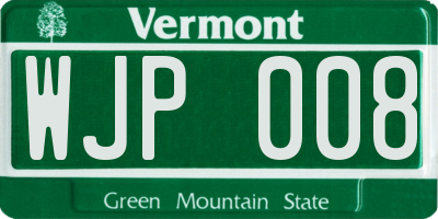 VT license plate WJP008