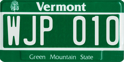 VT license plate WJP010