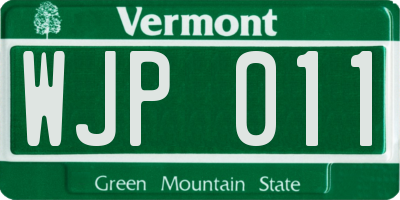 VT license plate WJP011