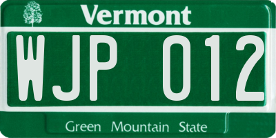 VT license plate WJP012