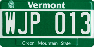 VT license plate WJP013