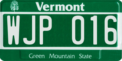 VT license plate WJP016
