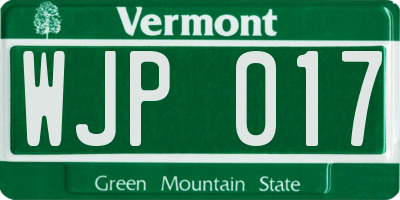 VT license plate WJP017