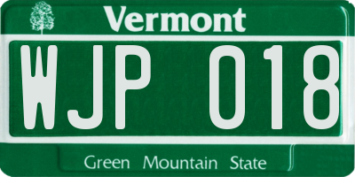 VT license plate WJP018