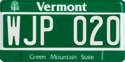 VT license plate WJP020