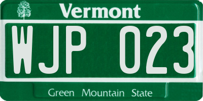 VT license plate WJP023
