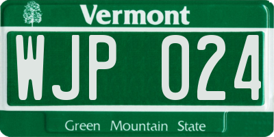 VT license plate WJP024