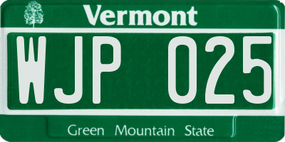 VT license plate WJP025
