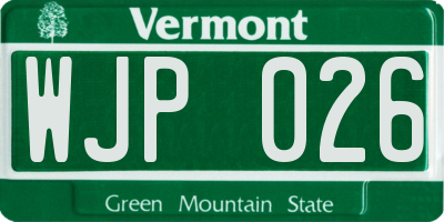 VT license plate WJP026
