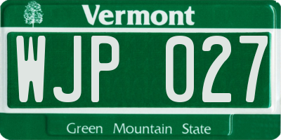 VT license plate WJP027