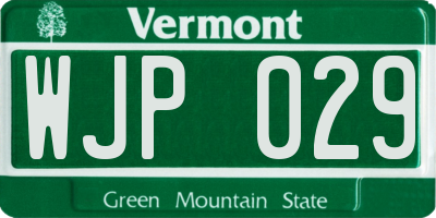 VT license plate WJP029