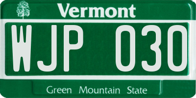 VT license plate WJP030