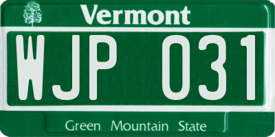VT license plate WJP031