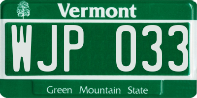 VT license plate WJP033