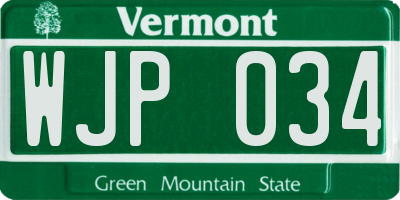 VT license plate WJP034