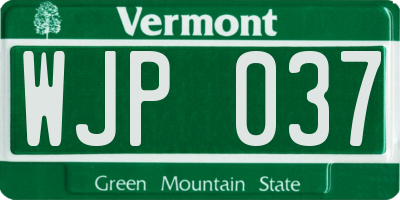VT license plate WJP037