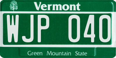 VT license plate WJP040