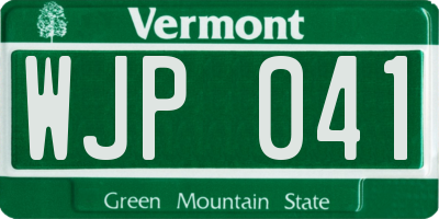 VT license plate WJP041