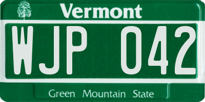 VT license plate WJP042
