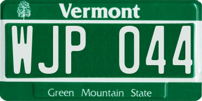 VT license plate WJP044