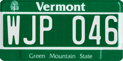 VT license plate WJP046