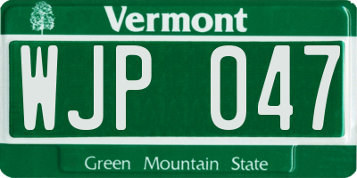 VT license plate WJP047
