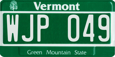 VT license plate WJP049