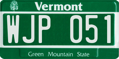 VT license plate WJP051