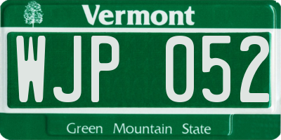 VT license plate WJP052