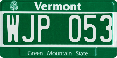VT license plate WJP053
