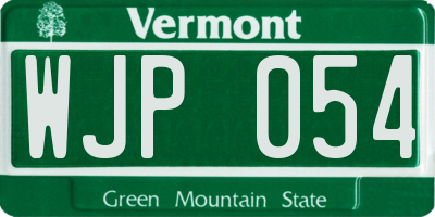 VT license plate WJP054