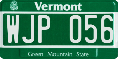 VT license plate WJP056